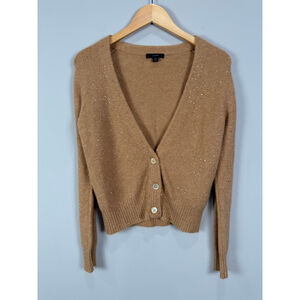 J.Crew Women’s Embellished Button-Front Cardigan Sweater XS Tan Alpaca Merino Wo